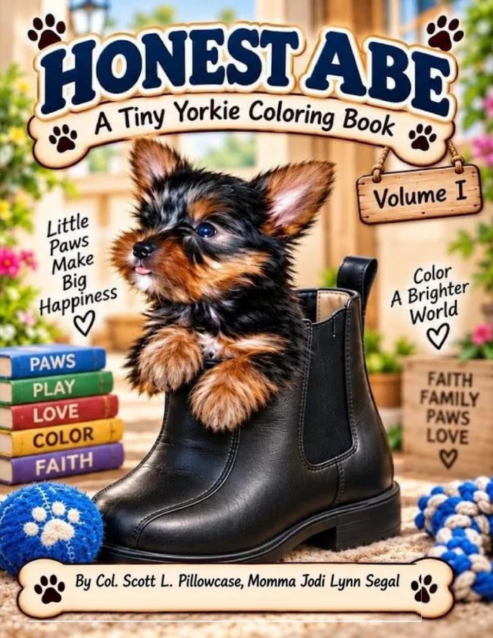 Cover of Honest Abe: A Tiny Yorkie Coloring Book, Volume One